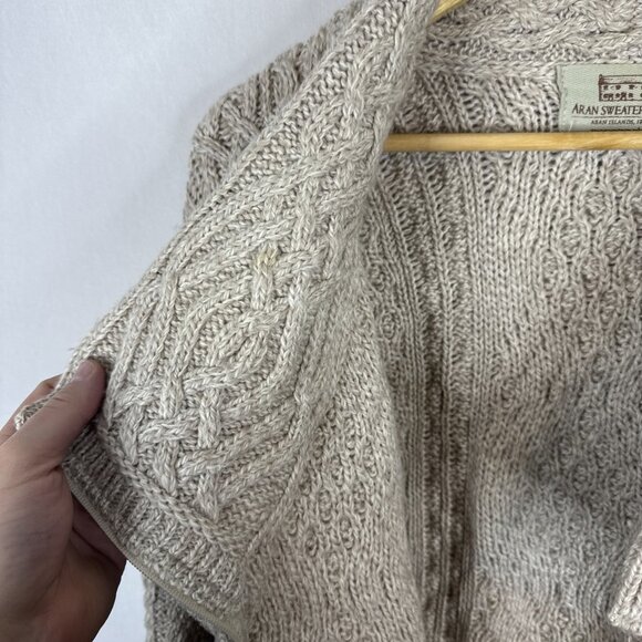 Aran Sweater Market Irish Wool Cardigan Women’s L Cable Knit Zip - Picture 9 of 11
